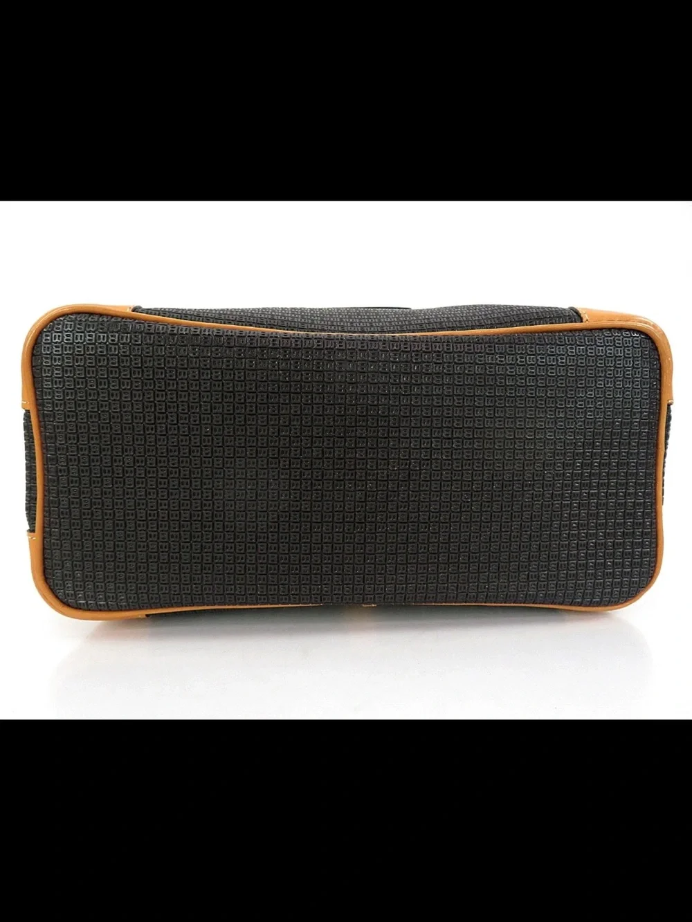 BALLY Black & Tan Cosmetic Train Case with Gold Hardware